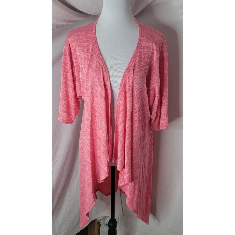 LuLaRoe Lindsay Women’s Small Kimono Cardigan Red Pink Weave Open Front Drape